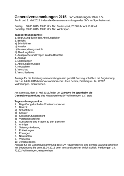 Generalversammlungen 2015 SV Vollmaringen 1926 e.V.