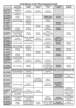 Gottesdienstplan und Nachrichten - Pfarrverbund