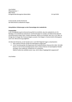 Interpellation: Erl&auml;uterungen zu den Finanzanlagen der Landeskirche