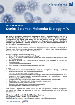 Senior Scientist Molecular Biology m/w