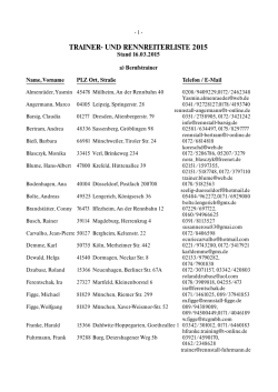 Trainer- und Rennreiterliste 2015