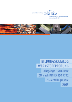2015 WERKSTOFFPRÜFUNG BILDUNGSKATALOG
