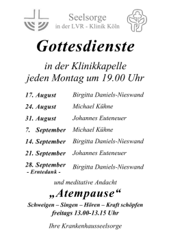 Gottesdienste in der LVR-Klinik Köln