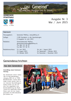 Informationsblatt üsi Gmeind Mai / Juni 2015