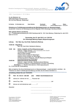 An alle Mitglieder der DWA-Kl&auml;ranlagen