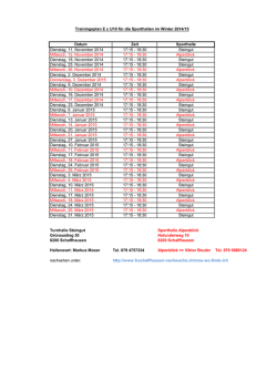 Hallentrainingsplan Winter 2014/2015