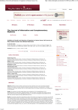 Inhibition of Growth and Induction of Apoptosis in Human Cancer