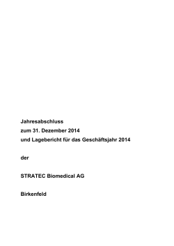 Jahresabschluss 2014 - STRATEC Biomedical AG