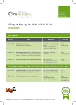 Infotag am Samstag, den 18.04.2015, ab 14 Uhr PROGRAMM