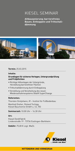 KIESEL SEMINAR - Kiesel Bauchemie GmbH & Co.KG
