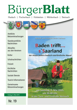 Bürgerblatt Nr. 19 vom Freitag, 08. Mai 2015