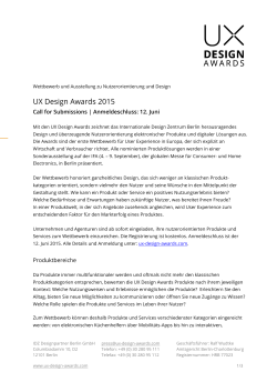 UX Design Awards 2015 - IDZ | Internationales Design Zentrum Berlin