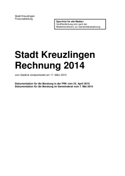 Jahresrechnung 2014 der Stadt Kreuzlingen