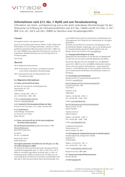 Informationen nach &sect; 31 Abs. 3 WpHG und zum