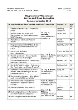 Hauptseminar/Proseminar Service and Cloud Computing