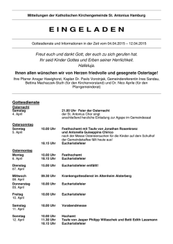 Eingeladen vom 6. April 2015 - Katholische Kirchengemeinde St