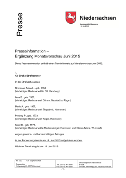 Presseinfo Juni 2015 - Landgericht Hannover