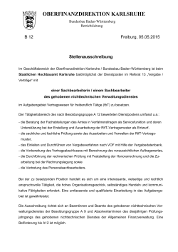 Stellenausschreibung - Oberfinanzdirektion Karlsruhe
