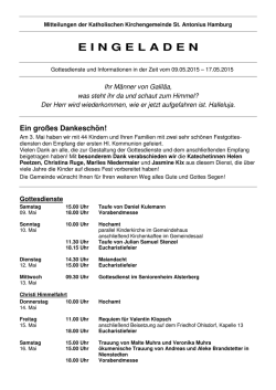Eingeladen vom 10. Mai 2015 - Katholische Kirchengemeinde St