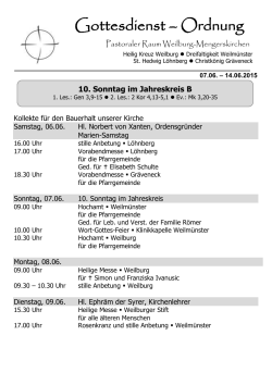Gottesdienstordnung - Weilburg, Weilm&uuml;nster, L&ouml;hnberg, Gr&auml;veneck