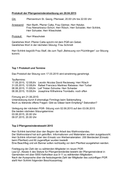 Protokoll der Sitzung des Pfarrgemeinderates vom 28. April 2015