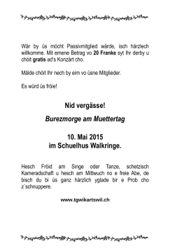 Burezmorge am Muettertag 10. Mai 2015 im Schuelhus Walkringe.