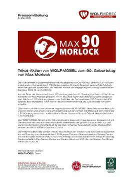 Trikot-Aktion von WOLF MÖBEL zum 90. Geburtstag von Max Morlock