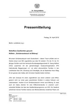 Gastfamilien gesucht24042015
