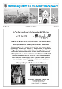 Jahrgang 38 Freitag, den 15. Mai 2015 Nummer 20