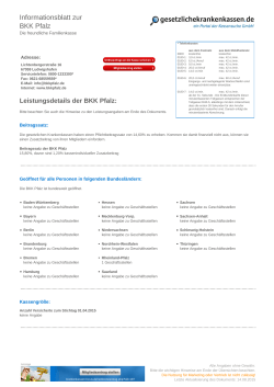 Informationsblatt zur BKK Pfalz - Krankenkassen