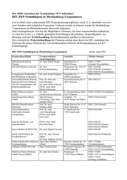 HIV-PEP-Notfalldepots in Mecklenburg-Vorpommern