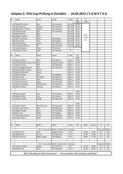 Zeitplan 2. VHV-Cup-Prüfung in Dornbirn