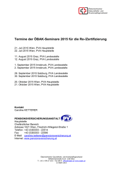 Termine der ÖBAK-Seminare 2015 für die Re-/Zertifizierung