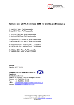 Termine der ÖBAK-Seminare 2015 für die Re-/Zertifizierung