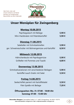 Menü Zwingenberg - Odenwälder Metzgerei
