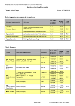Leistungskatalog Diagnostik Tierart: Schaf/Ziege Stand: 17.04.2015