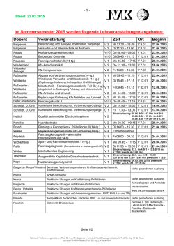 Im Wintersemester 2000/2001 werden folgende