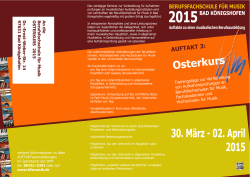 Auftakt 3: Osterkurs - Berufsfachschule für Musik Bad Königshofen