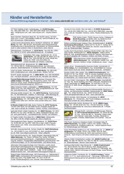 H&auml;ndler und Herstellerliste
