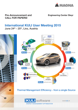 International KULI User Meeting 2015 Thermal Management Efficiency