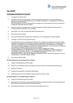 Unterlagencheckliste - Investitionsbank Sachsen