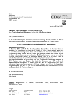 Herrn Rolf Kaiser Vorsitzender des Verkehrsausschusses Am