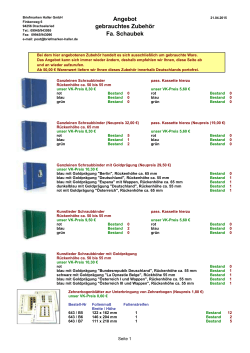 Angebot gebrauchtes Zubehör Fa. Schaubek