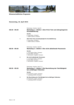 Wissenschaftliches Programm Donnerstag, 16. April 2015 08:30