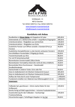 Kombikota mit Anbau Preisliste Zusatzausstattungen