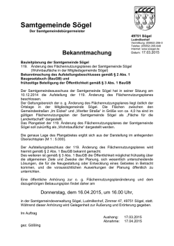 Bekanntmachung - Samtgemeinde S&ouml;gel