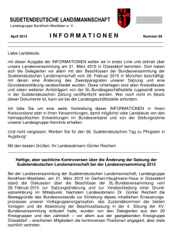 Aktuelle Informationen - Startseite der SL NRW