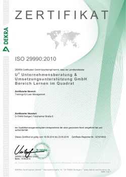 zertifikat - U² Unternehmensberatung & Umsetzungsunterstützung