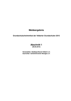 Grundschulschwimmfest endg&uuml;ltiges Meldeergebnis 2015