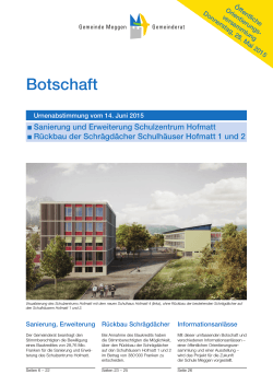 Botschaft zur Erweiterung und Sanierung Schulzentrum Hofmatt.